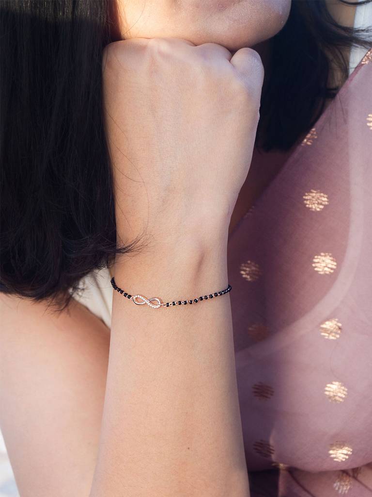 Together Till Infinity Rose Gold Plated Sterling Silver Mangalsutra Bracelet