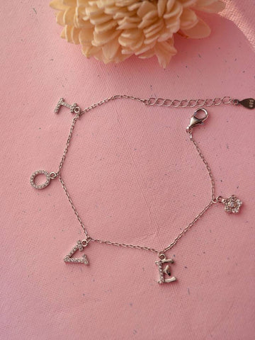 Love Charms Sterling Silver Chain Bracelet