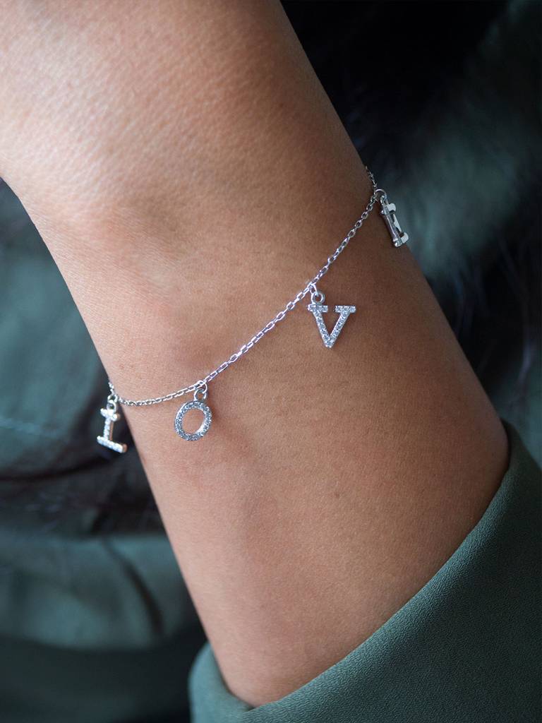 Love Charms Sterling Silver Chain Bracelet