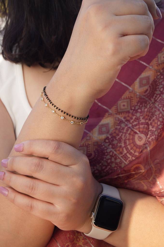 Layer It Up Gold Plated Sterling Silver Mangalsutra Bracelet