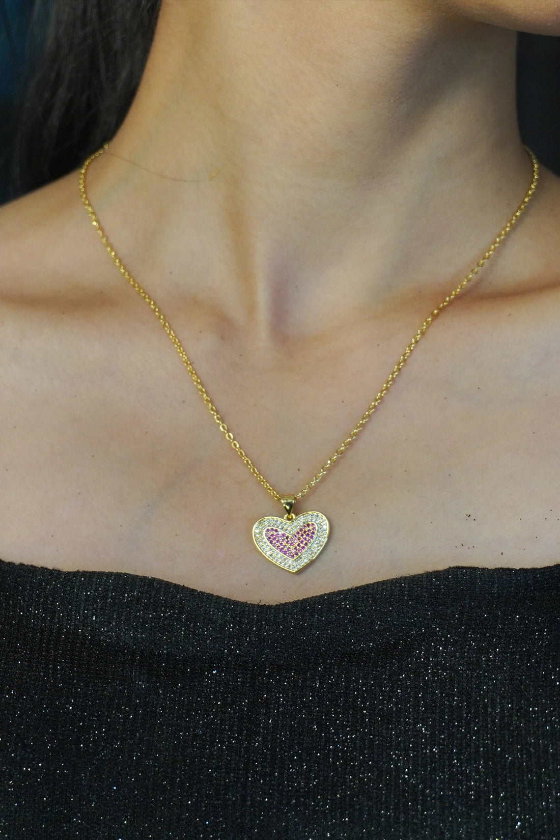 Golden Pink Heart Pendant