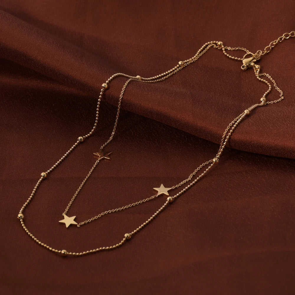 Cosmic Beads and Stars Necklace