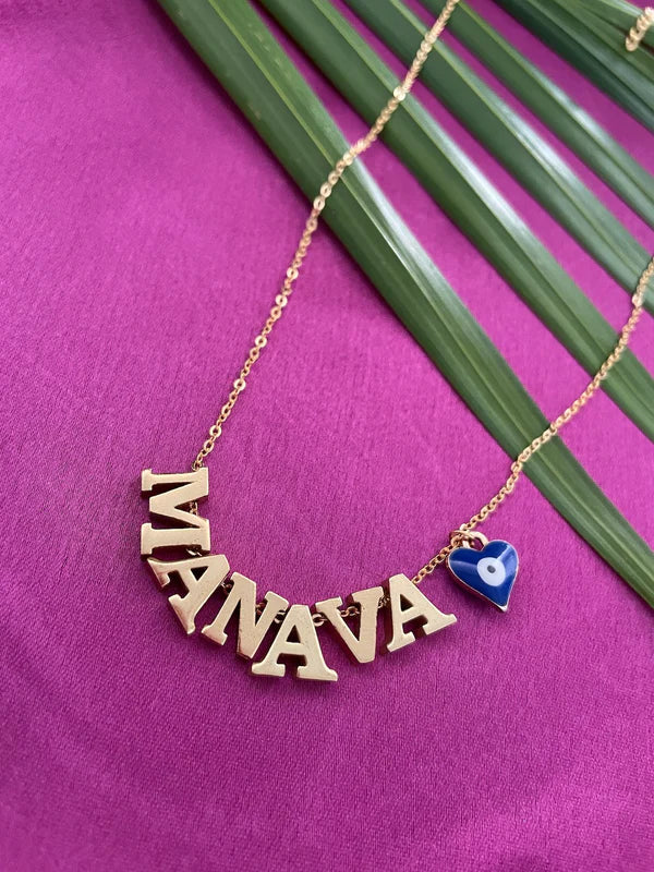 Heart Evil Eye Name Necklace