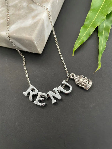 Silver-Plated Custom Name Necklace With A Buddha Charm