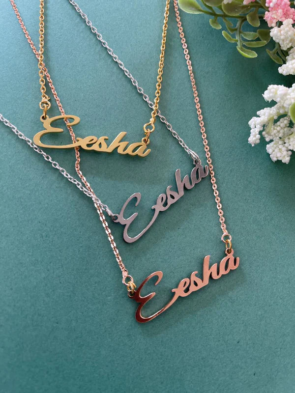 Classic Cursive Name Necklace With Plating of your Choice (GoldSilverRose-Gold)