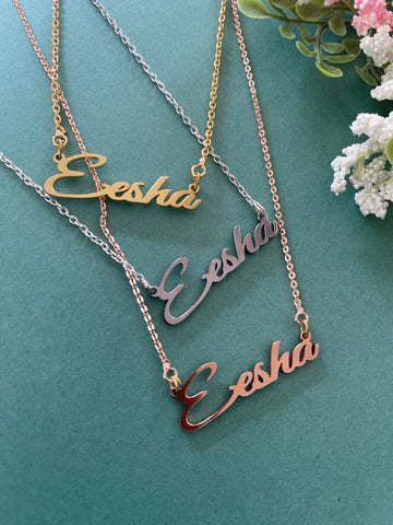 Classic Cursive Name Necklace With Plating of your Choice (GoldSilverRose-Gold)