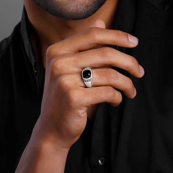 Silver Black Radiance Ring For Him