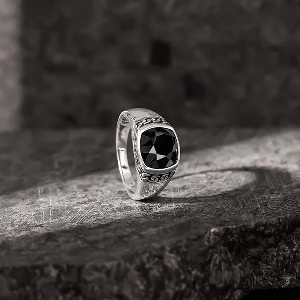 Silver Black Radiance Ring For Him