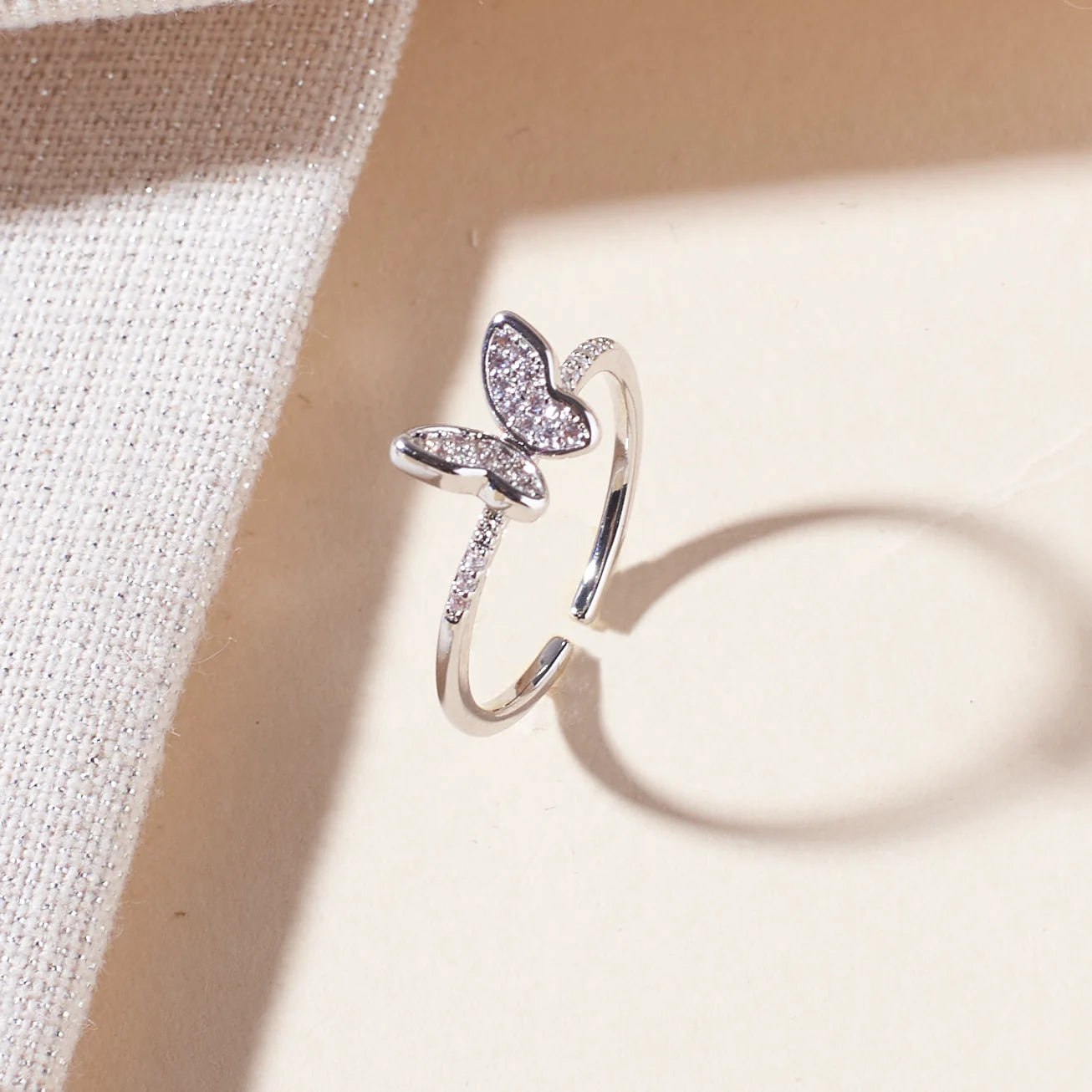 Hollis Studded Butterfly Silver Ring