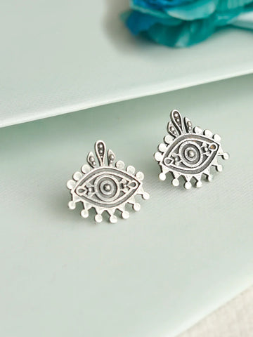 Trinket Evil Eye Oxidised Silver Earrings