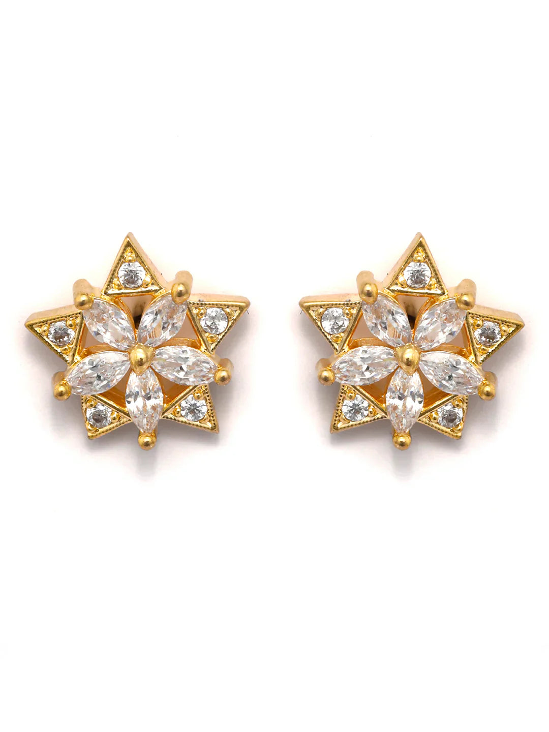 Sterling Silver Floral Gold Plated Studs