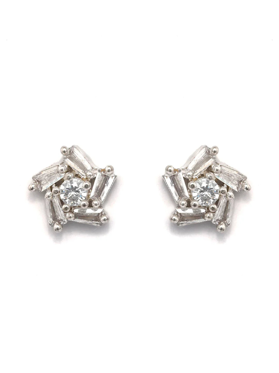 Sterling Silver American Diamond Dainty Flower Studs