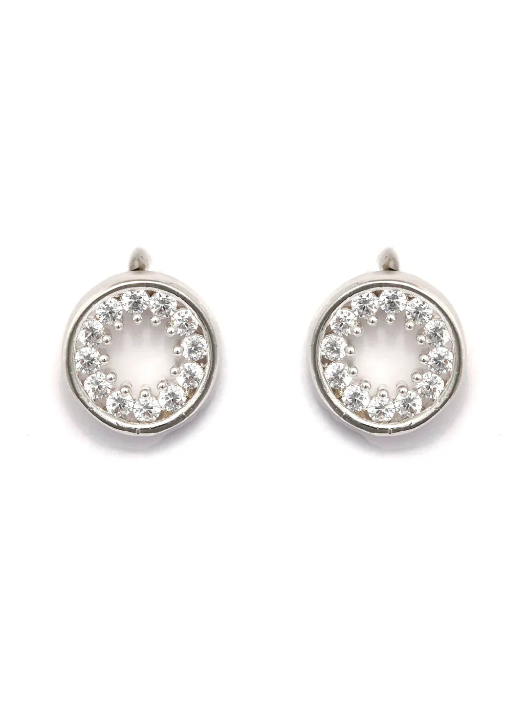Sterling Silver American Diamond Sphere Floral Studs
