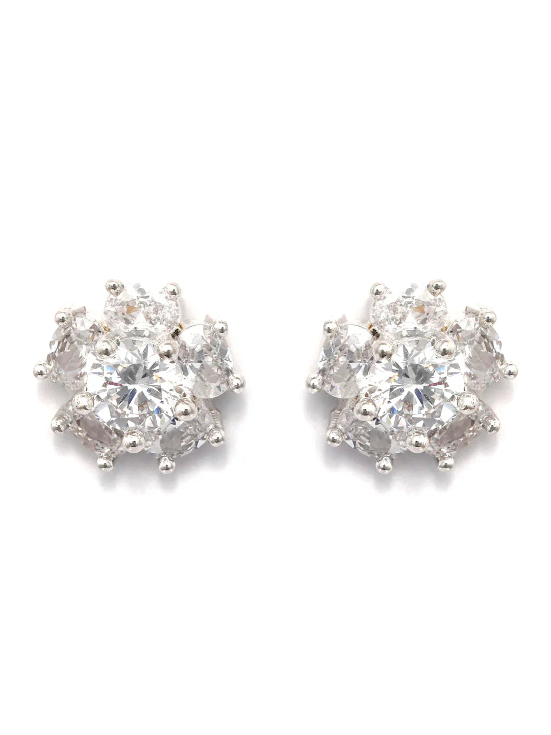 Sterling Silver American Diamond Dainty Daisy Studs