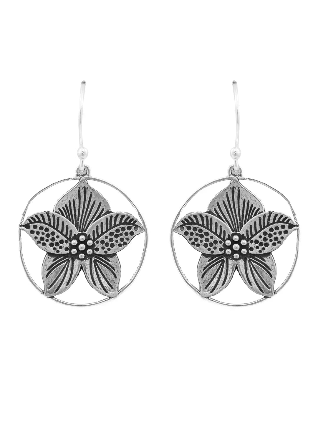 Sterling Silver Sphere Floral Drop Earrings