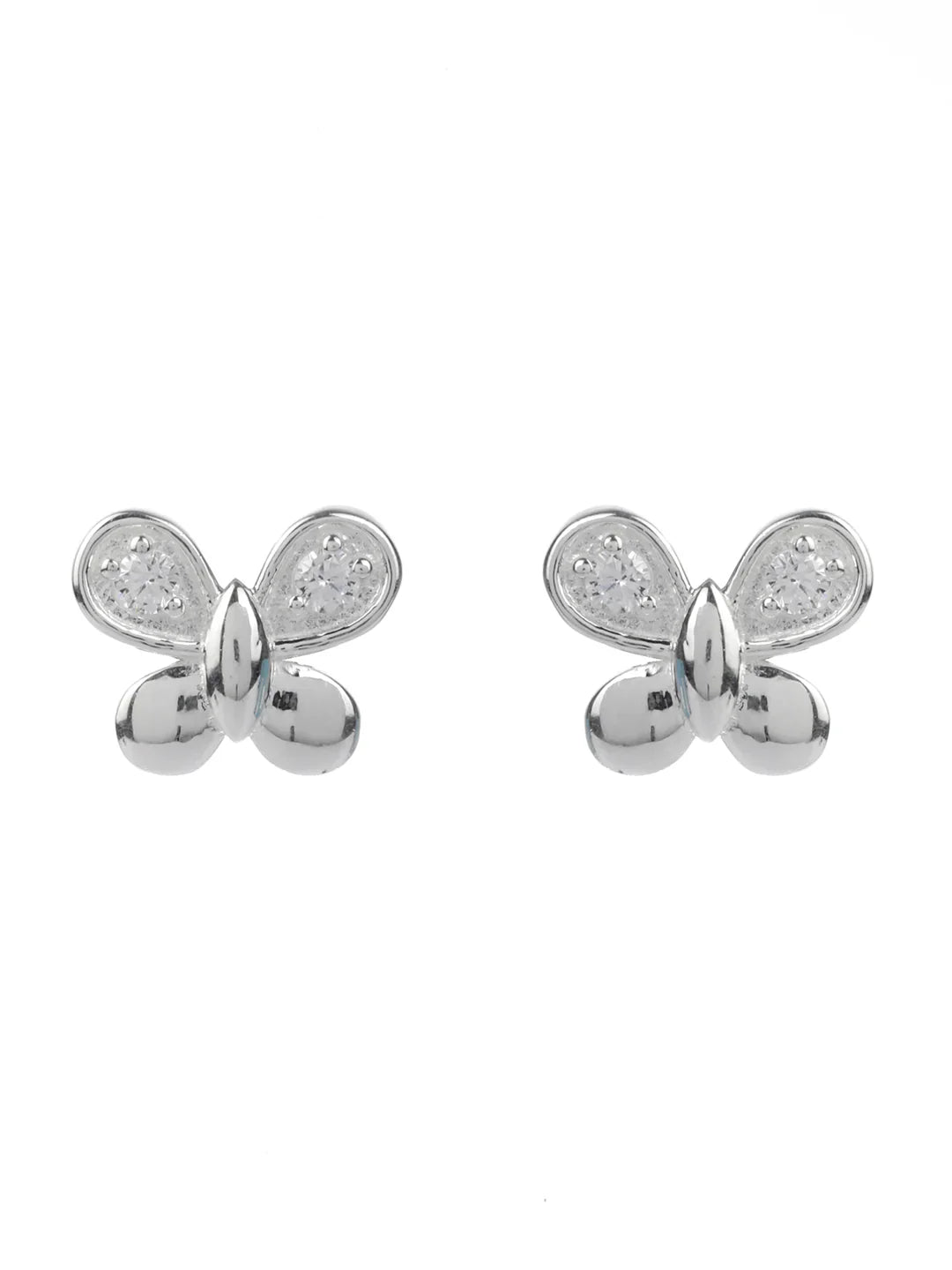 Sterling Silver Sparkling Butterfly Studs
