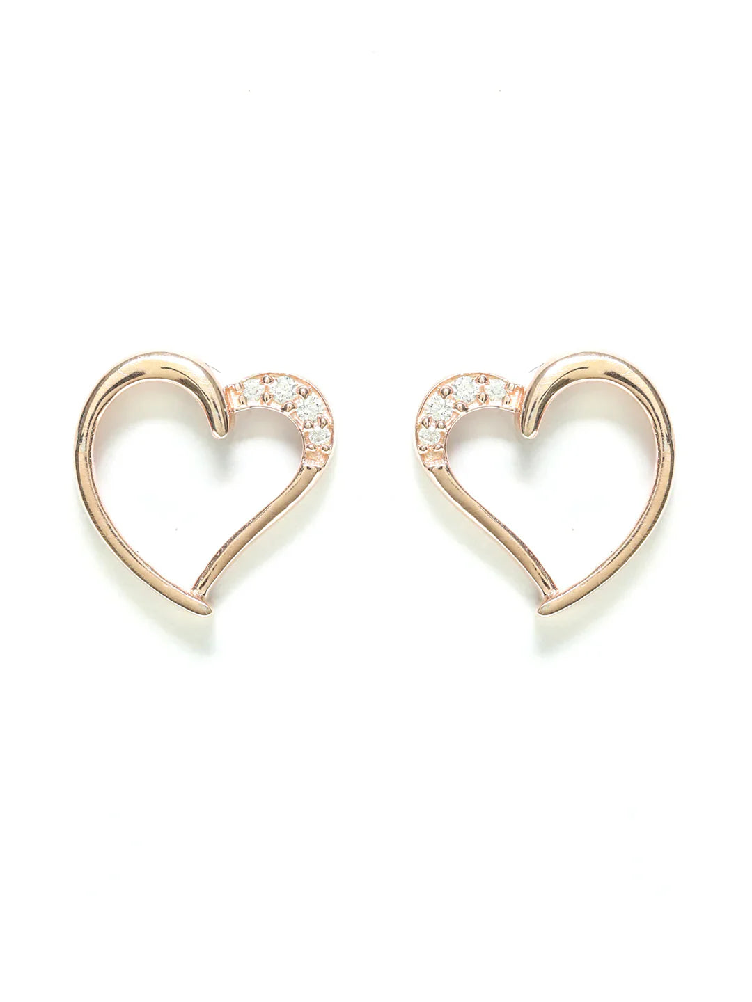 Rose Gold Valentine Heart Sterling Silver Studs