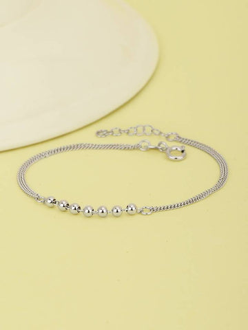 Carlton London 925 Sterling Silver Rhodium Plated With Inline Ball Adjustable Bracelet