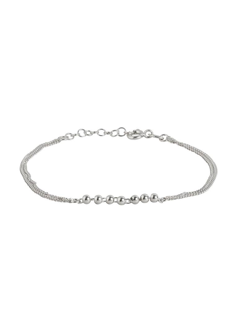 Carlton London 925 Sterling Silver Rhodium Plated With Inline Ball Adjustable Bracelet