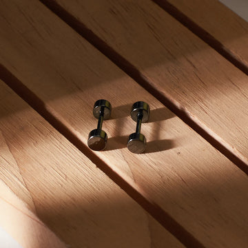 Black Dumbbell Stud Earrings