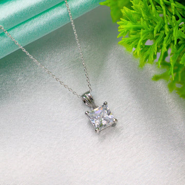 925 Silver Square White Diamond Pendant