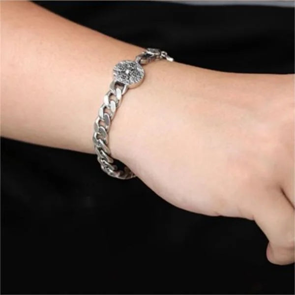 Sterling Silver Vajra Pestle round sign Bracelet