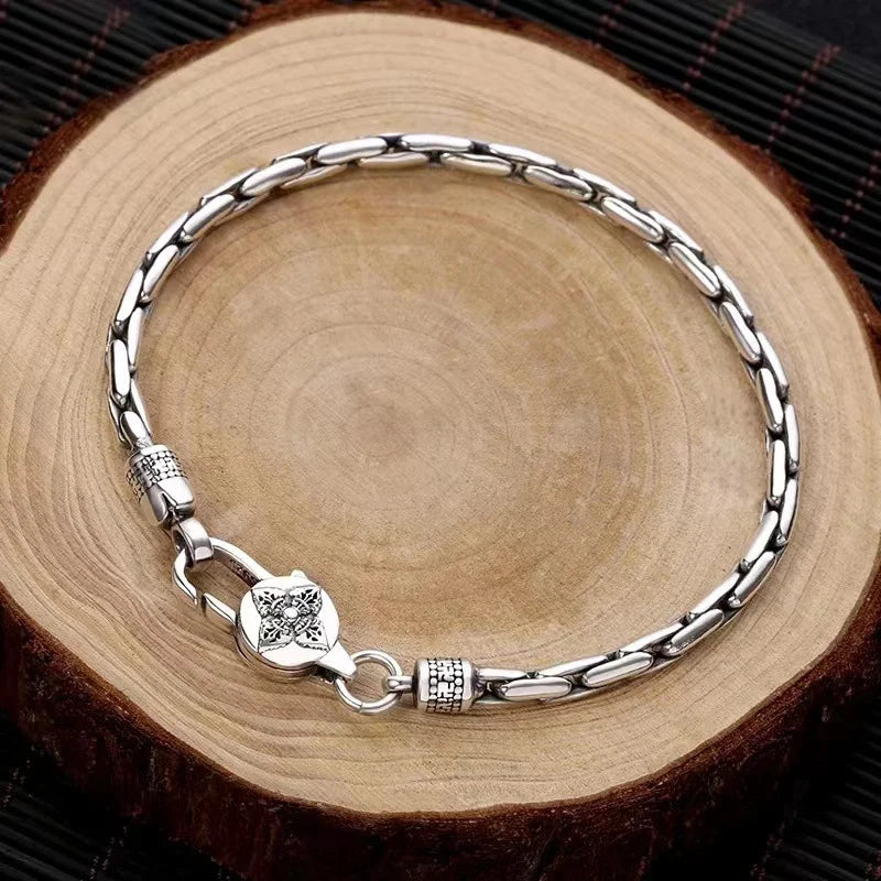 Sterling Silver Vajra Byzantine Chain Bracelet