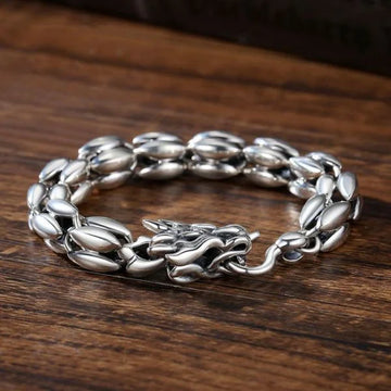 Sterling Silver Bloody Mary Dragon Head Braided Bracelet