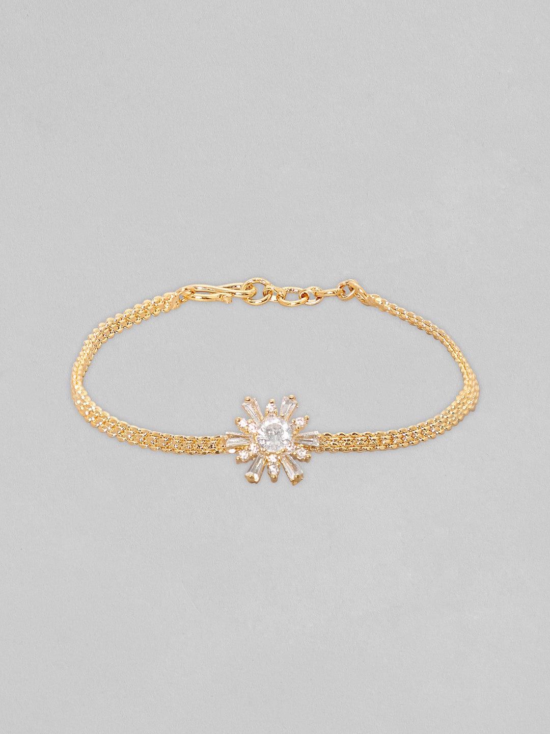 Gold Toned White Stone Studded Bracelet