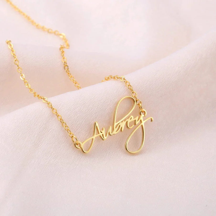 Gold Plated Curlicue Name Necklace