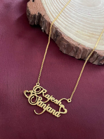 Cursive Font & Mini Heart Pendant Necklace