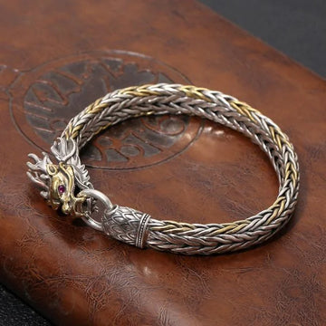 Sterling Silver Bully Woven Dragon Bracelet