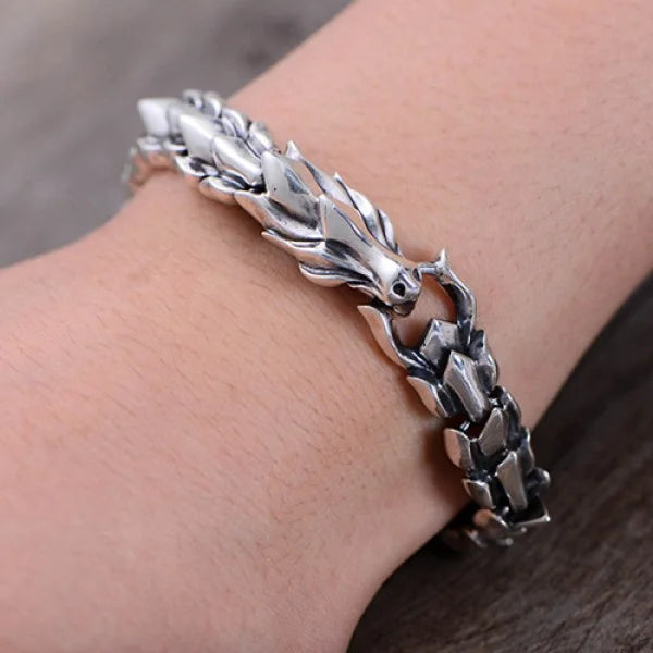 Sterling Silver Dragon Amulet Chain Bracelet