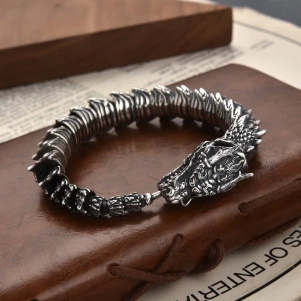 Sterling Silver Heavy Industry Dragon Bone Bracelet