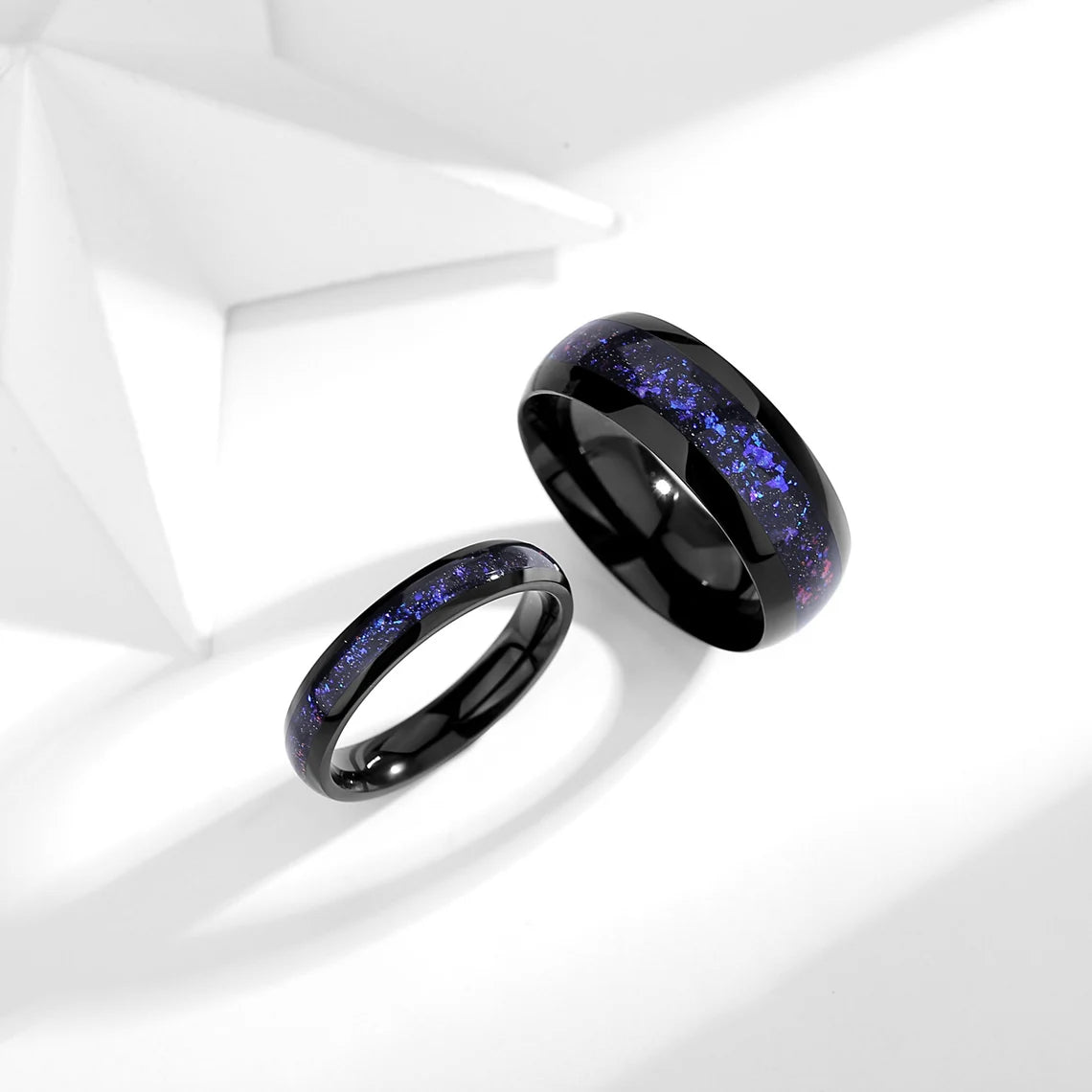 Galaxy Couple Ring Set, Orion Nebula Wedding Matching Promise Rings for Women