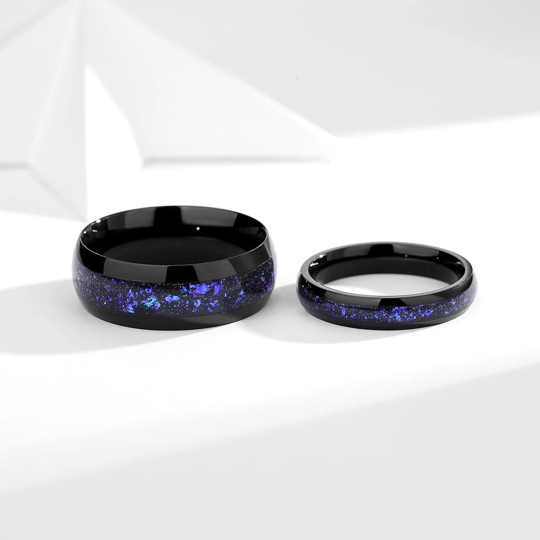 Galaxy Couple Ring Set, Orion Nebula Wedding Matching Promise Rings for Women