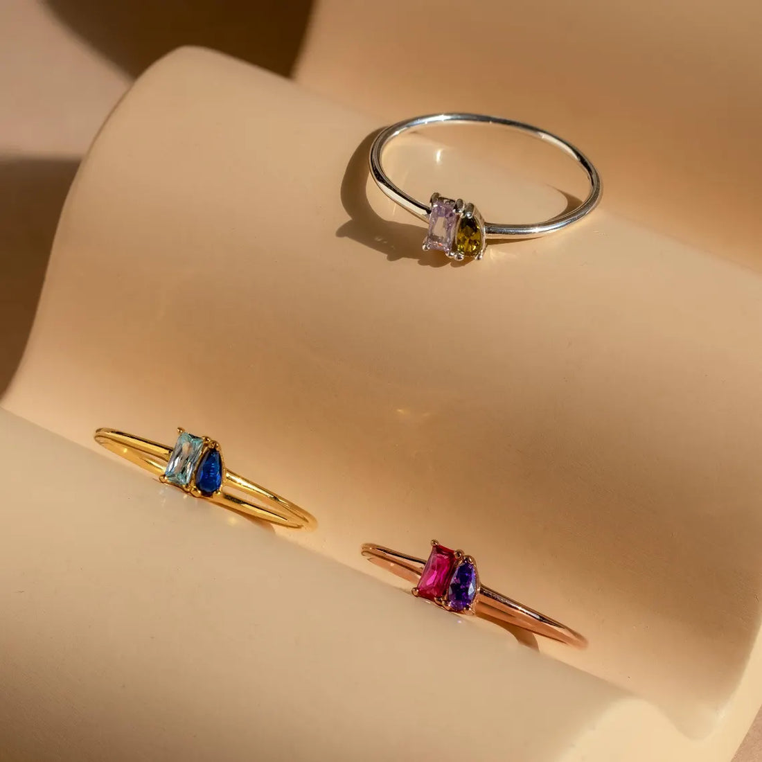 Mini Toi et Moi Birthstone Couples  Ring by Caitlyn Minimalist