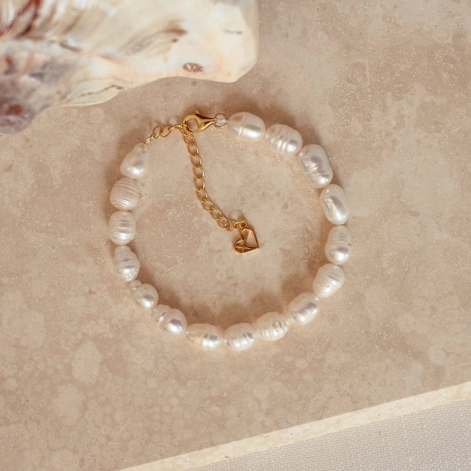 Bold Pearl Bracelet Gold Sterling Silver with 7-8mm Baroque Pearl