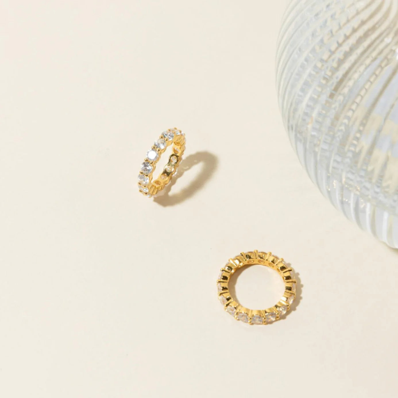 Christy Ring Gold-Plated Sterling Silver Eternity Band with CZ Diamonds