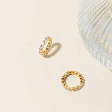 Christy Ring Gold-Plated Sterling Silver Eternity Band with CZ Diamonds