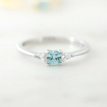 Aquamarine Dainty Ring, Gold Minimalist Ring, March Birthstone Ring, Sterling Silver Ring,