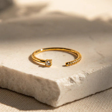 Cecilia Pave Ring Sterling Silver or Gold with Solitary CZ Diamond and Pavé Accents
