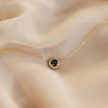 Radiant Elegance Halo Birthstone Necklace