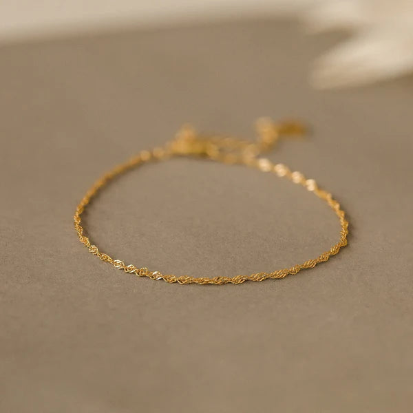 Delicate Singapore Twist Chain Bracelet Everyday Elegance