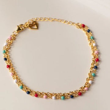 Vibrant Whimsy Rainbow Beaded Bracelet