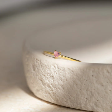 Heart-Shaped Birthstone Stacking Ring A Symbol of Delicate Romance