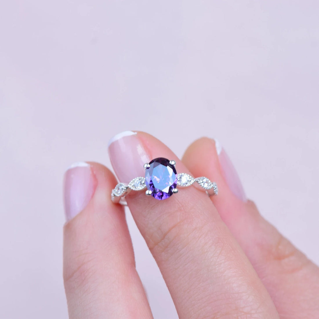 Amethyst Ring I Oval Cut Amethyst Engagement Ring