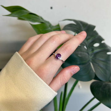 Genuine Oval Amethyst Stone Ring,