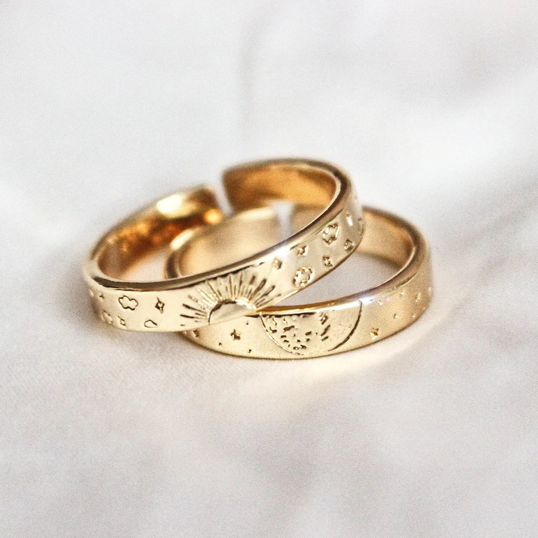 Sun and Moon Couple Rings