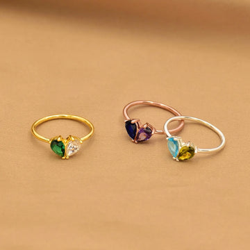 Custom Heart Birthstone Ring